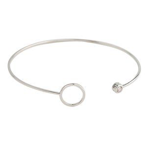 Open Circle Cuff Bracelet in Sterling Silver with a brilliant CZ.